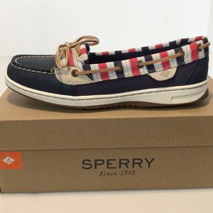 NIB perry Boat Shoes Top Sider Navy Red Stripe Angelfish